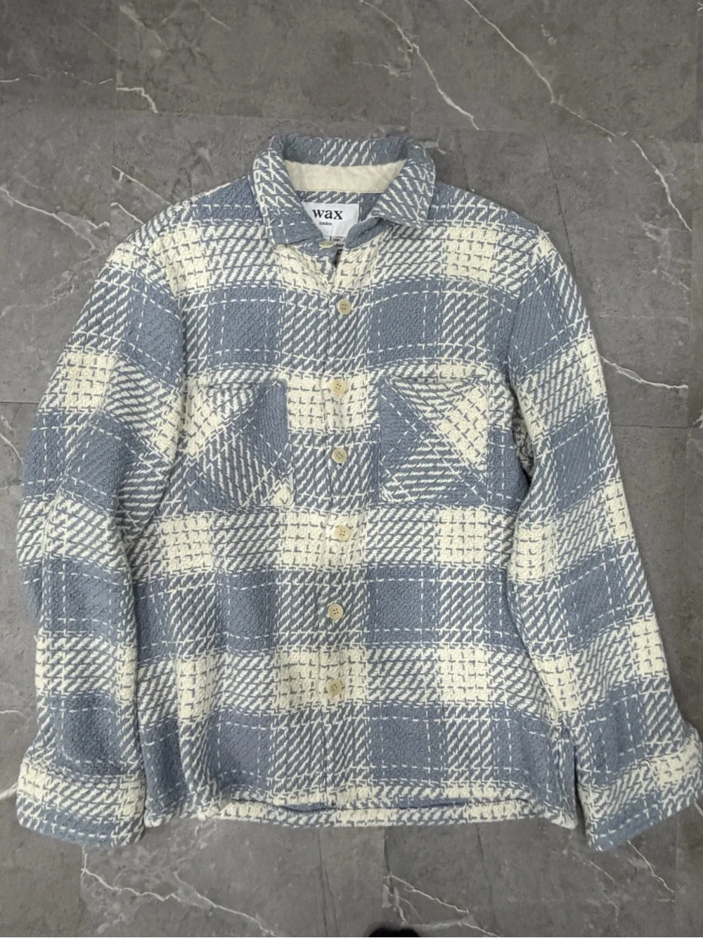 Wax London - Whiting Overshirt - Light Blue And White Plaid - Size M